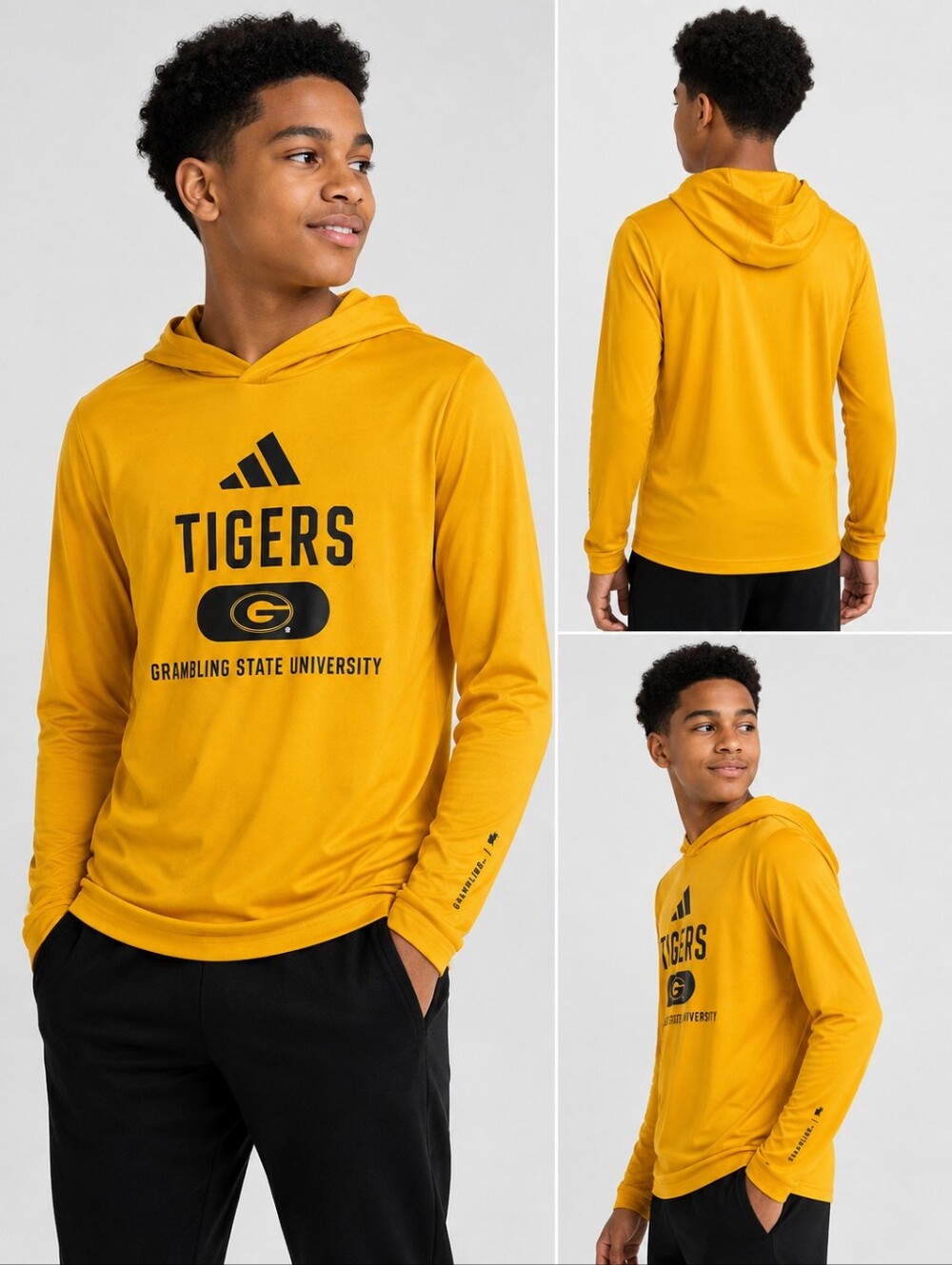 Adidas Grambling State Tigers Men’s Large Tall LT Hooded Performance Shirt NWT